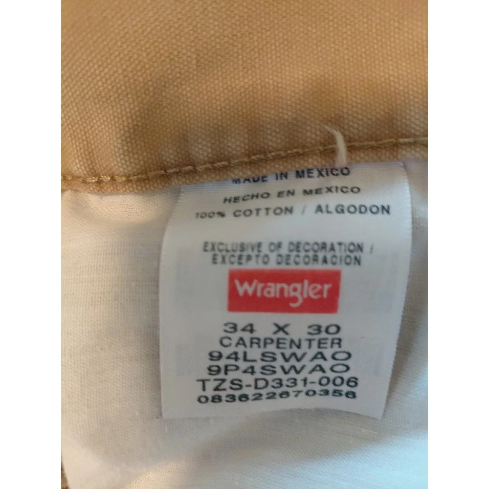 Wrangler Authentic Issue Mens 34x30 Carpenter Brown Jeans Pants 94LSWAO Canvas